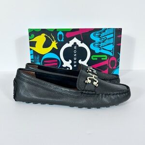 C Wonder Women's Size 8.5 Black Leather Driving Moccasin Loafers Shoes